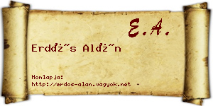 Erdős Alán névjegykártya